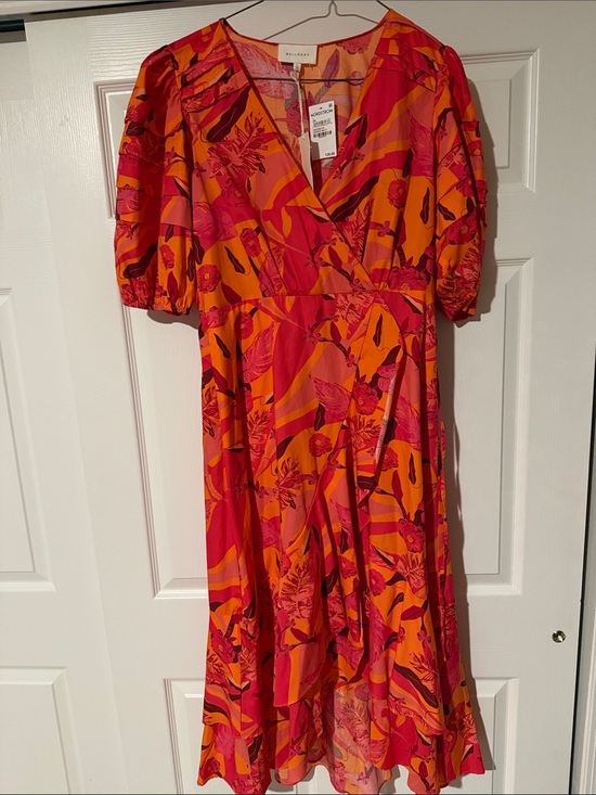 MELLODAY Dresses & Skirts - MELLODAY Pink and Orange Floral Midi Dress